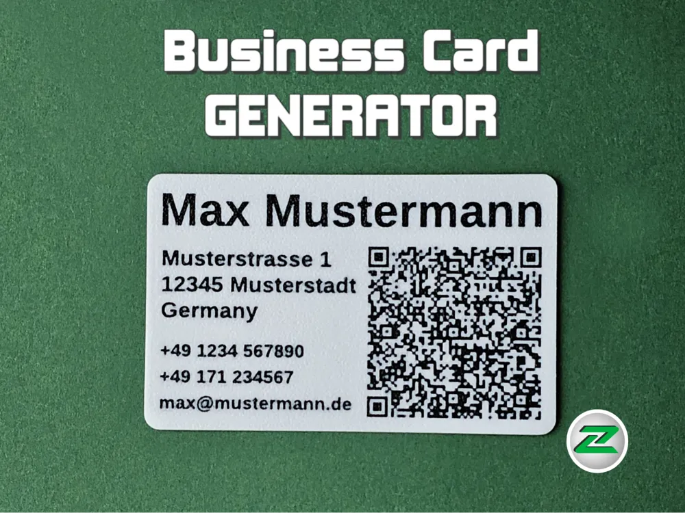 Visitenkarten GENERATOR - mit QR-Code (vCard) – Kostenloses 3D ...
