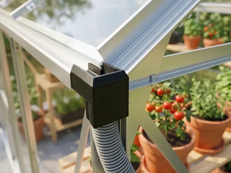 Greenhouse gutter outlet / spout replacement 