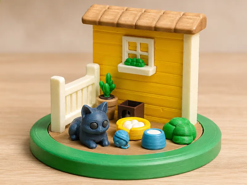 Cat House Diorama Flexi Cat - No AMS - NO Supports