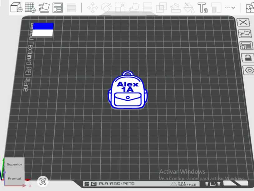 Etiqueta en forma de mochila para identificar 