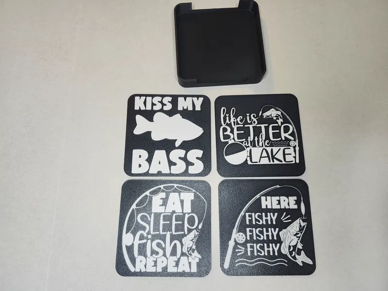 Fishing coaster Set 2 home decor