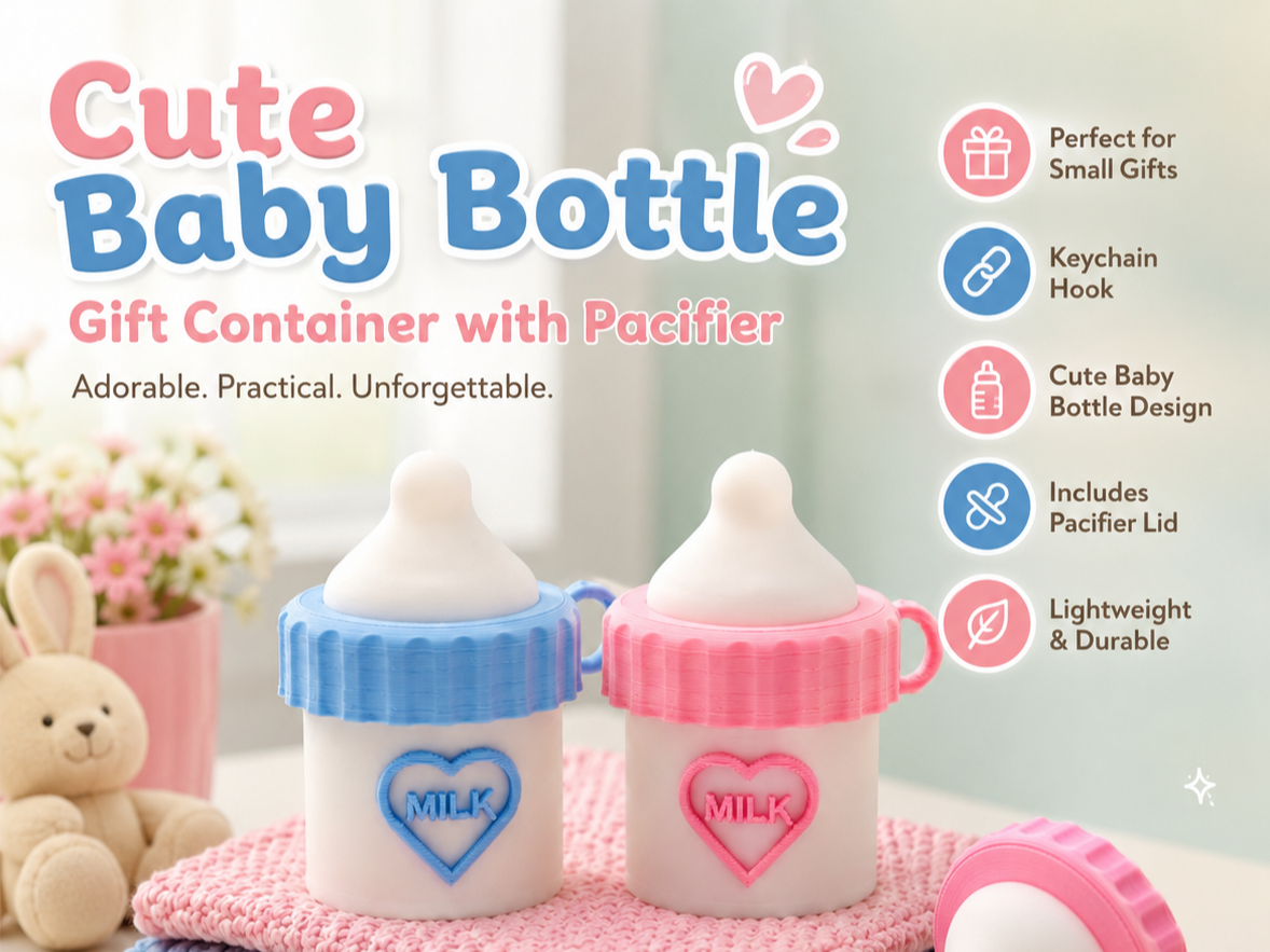 Cute Baby Bottle Gift Container with Pacifier