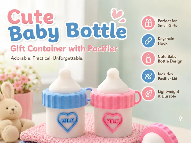 Cute Baby Bottle Gift Container with Pacifier