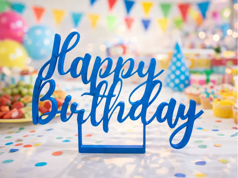 Happy Birthday Elegant Script - Table Stand