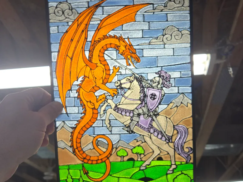 Stained Glass Knight vs Dragon