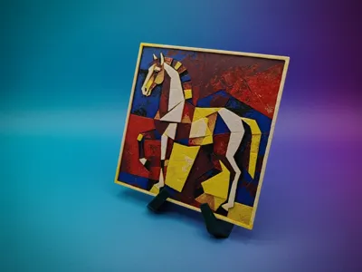 Horse painting inspired by Picasso’s Guernica.