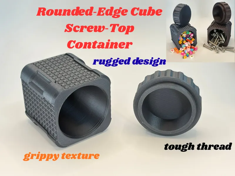 Rounded‑Edge Cube Screw‑Top Container