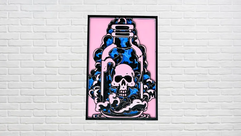Bottle of Poison skull 3D Layer Art