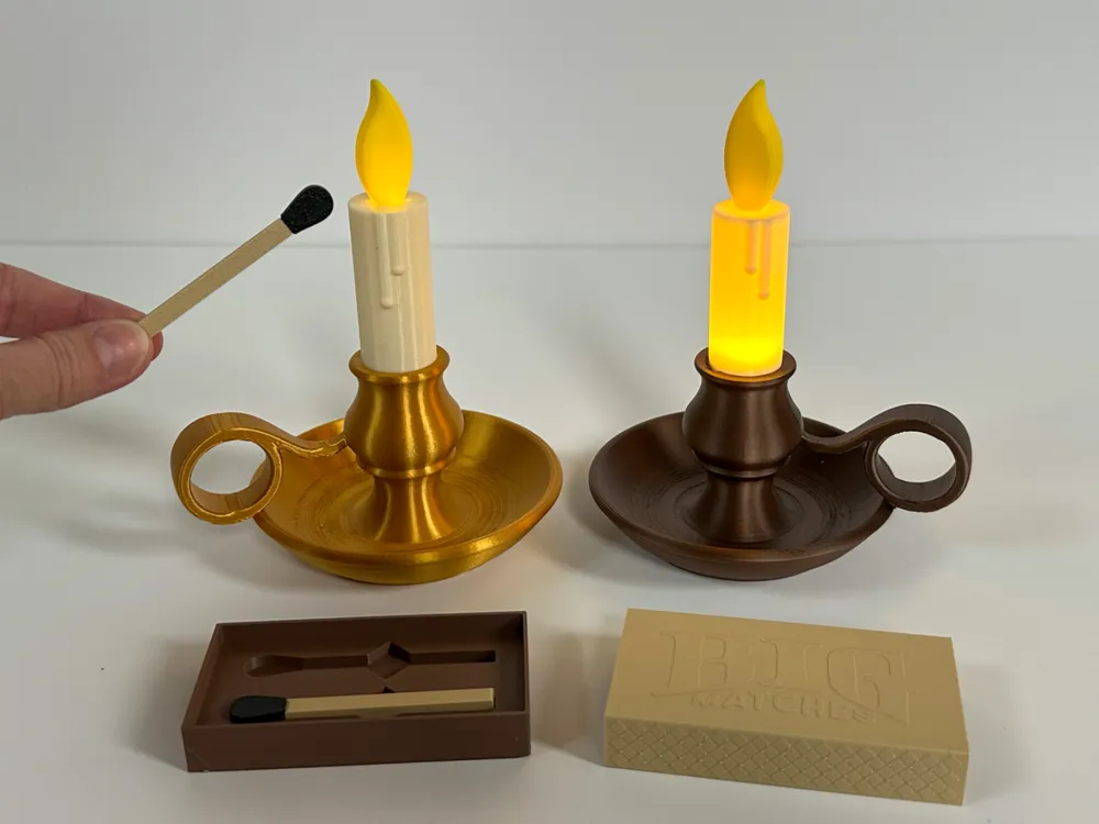 LED Candles with Magnetic Matches to "light" them - Free 3D Print Model ...