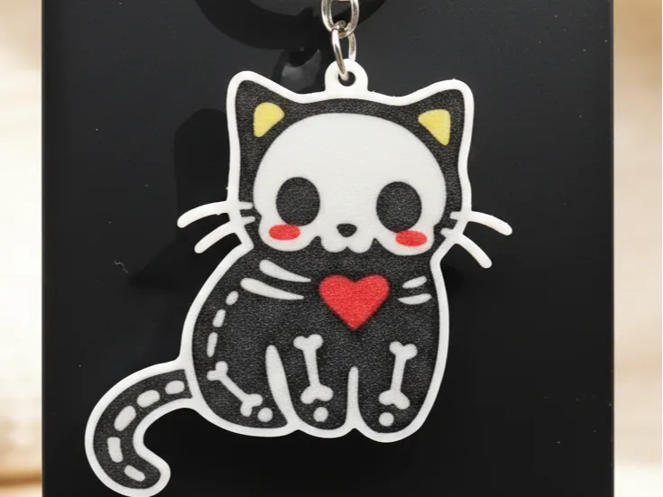 Skeleton Cat Keychain – Halloween Edition