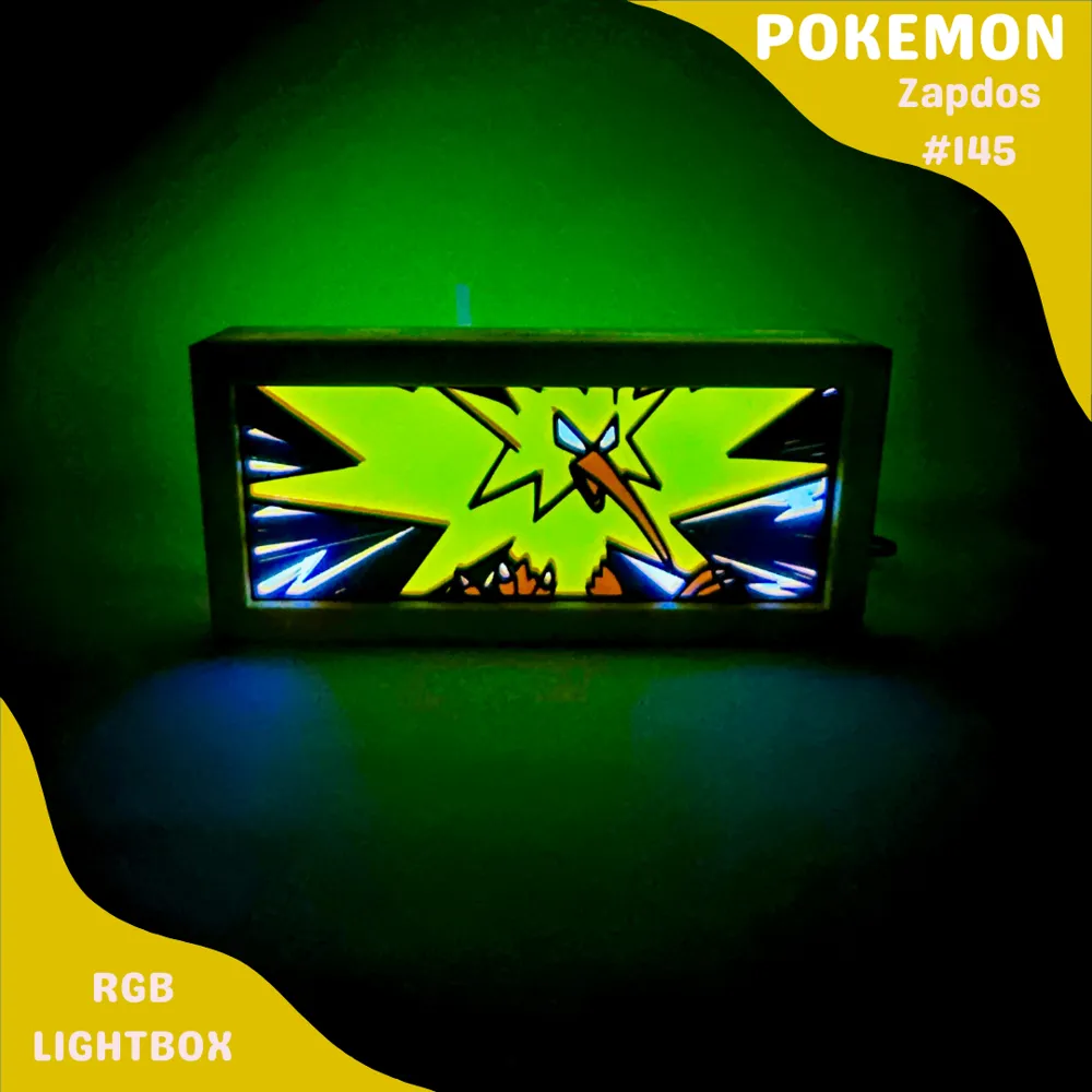 Zapdos Pokemon RGB Lightbox by Poke Printing MakerWorld: Download Free ...