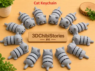 Cute Flexi Cat Keychain | Single Color