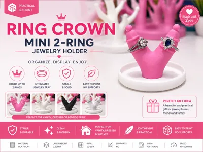 Ring Crown – Mini 2-Ring Jewelry Holder