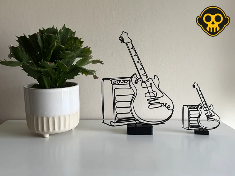 Electric Guitar Line Art Sculpture