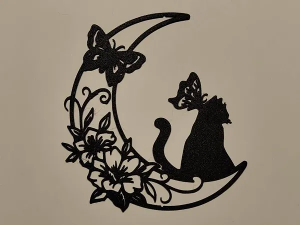 Déco murale chat, fleurs et papillon