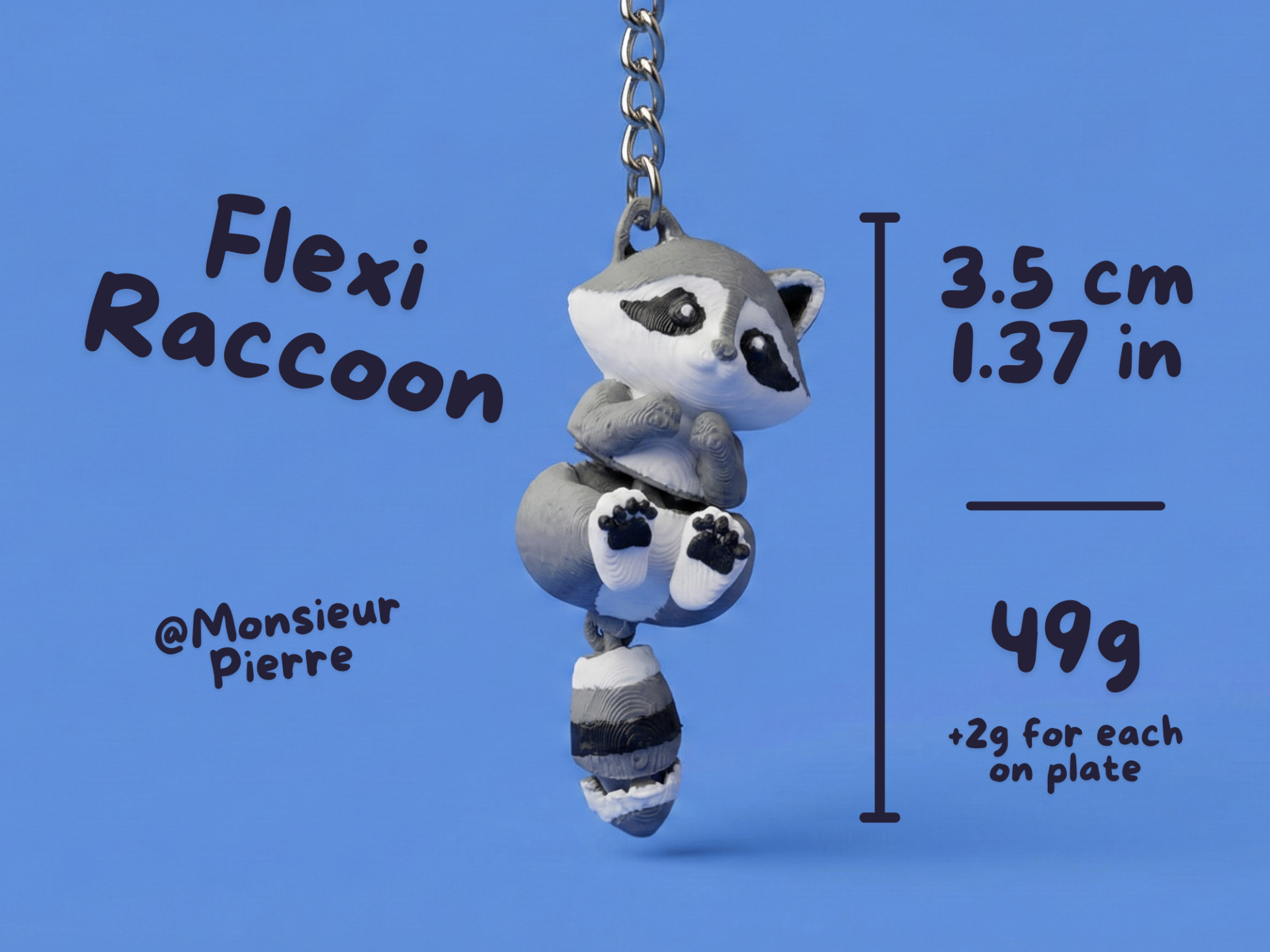 Flexi Raccoon - Cute Articulated Keychain