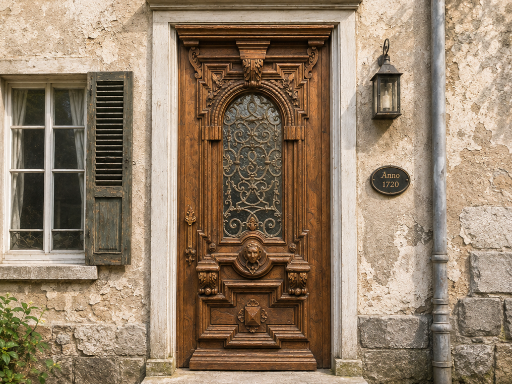 Miniature Austrian Door with Leaded Window 3D model