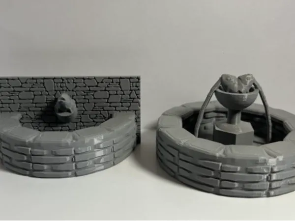 Fontaine tête de poisson, décor de jeu de rôle
