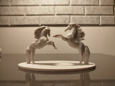 Low poly stallions / horses