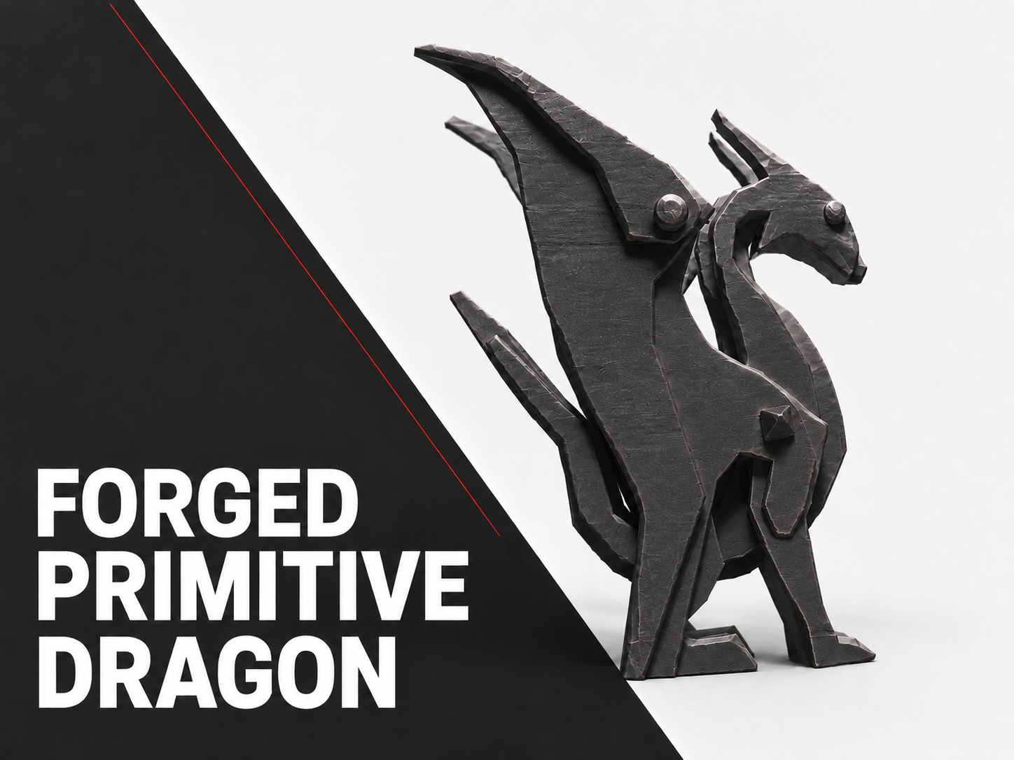 Forged Primitive Dragon Figurine