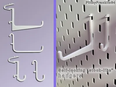 Self locking skadis hook / hanger