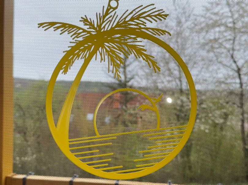 summer window decoration palm tree