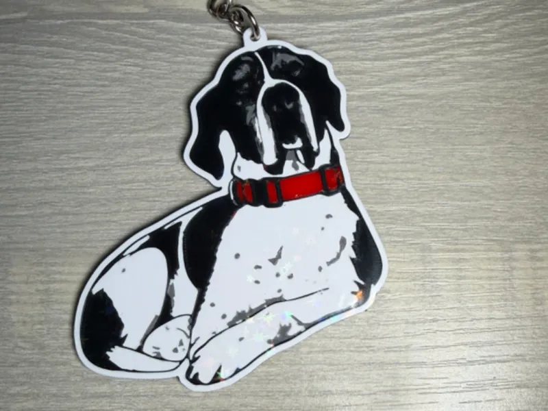 white Great Dane dog keychain