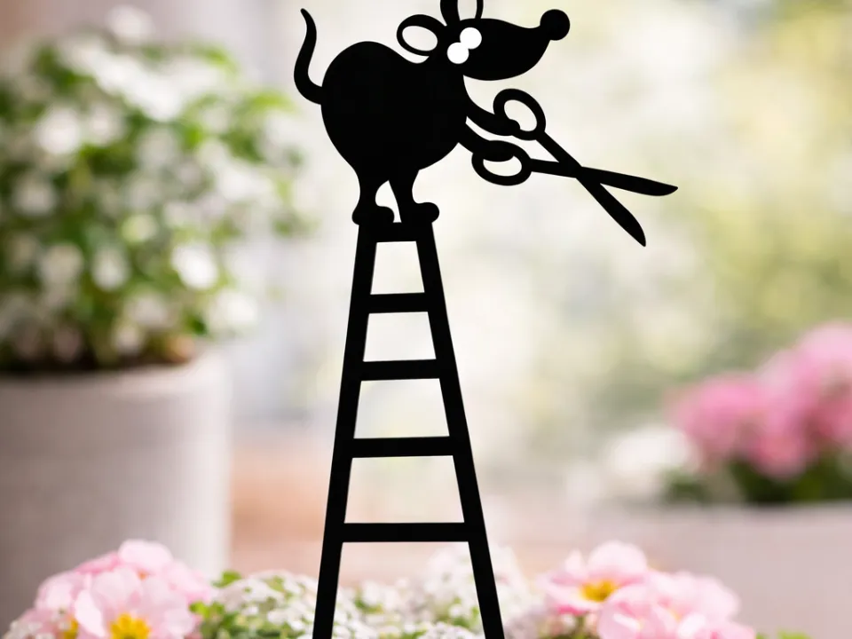 Piquet de jardin souris jardinière