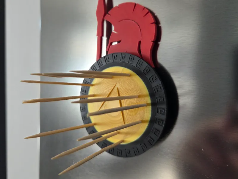 Spartan Warrior Magnet with a Place for Toothpicks