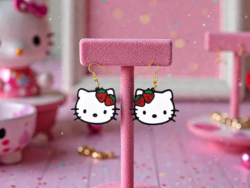 Hello Kitty strawberry earrings