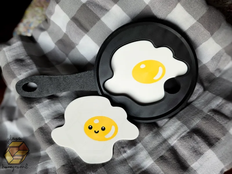 Fried Eggs Coaster Set w/ Frying Pan Caddy
