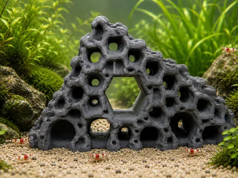 Letrero o emblema decorativo: Shrimp Cave Rock – Aquarium Hideout — referencia de MakerWorld