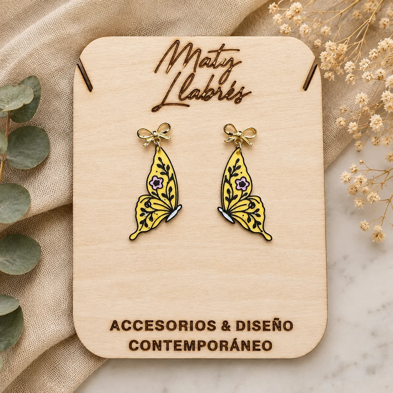 Aretes Mariposa Floral view 2