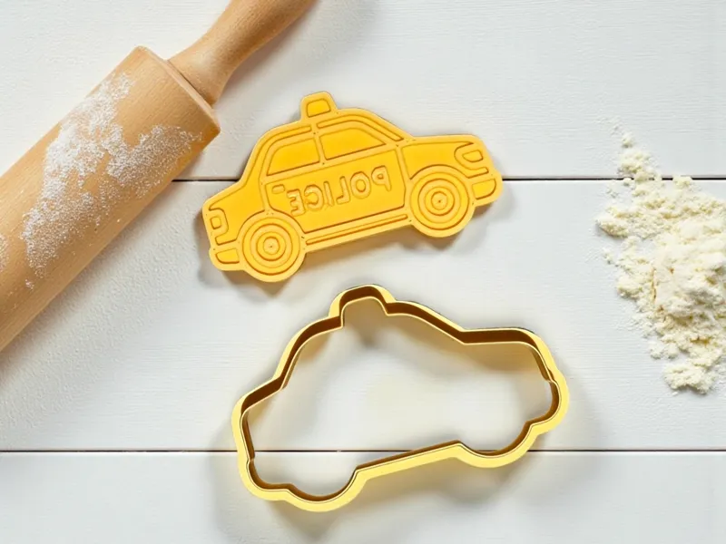 POLICE CAR COOKIE CUTTER & FONDANT STAMP SET