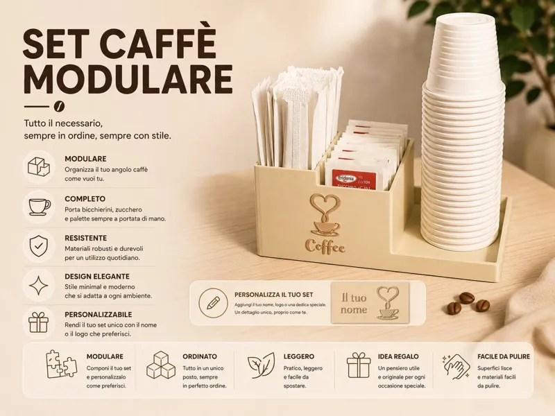 Set da caffè - Bicchieri, Bustine, Palette
