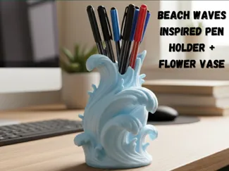 Beach Waves Inspired Flower Vase + Pen Holder