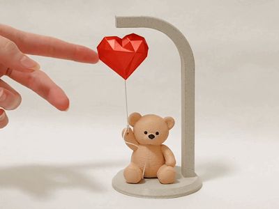 Valentine's Teddy Bear with Levitating Heart 