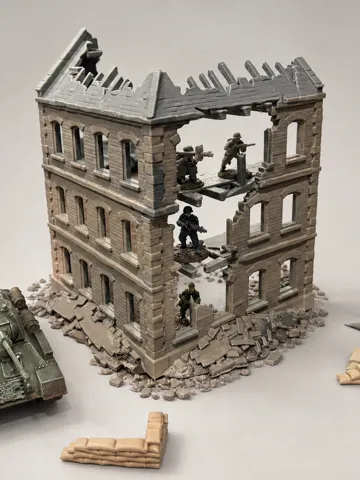 Escenografía en miniatura: Ruined Apartment Block — 28mm / 1:56 WWII Terrain — vista de referencia 2
