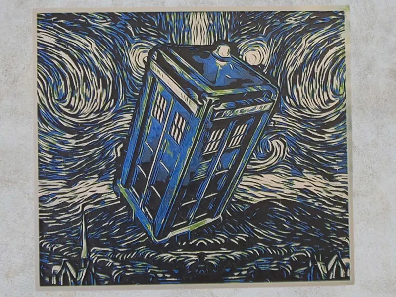 Doctor Who Tardis hueforge Van Gogh style