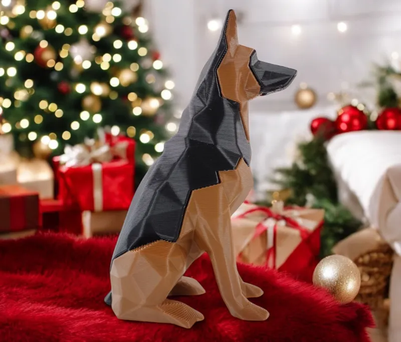 Low Poly German Shepherd – Full Color Edition