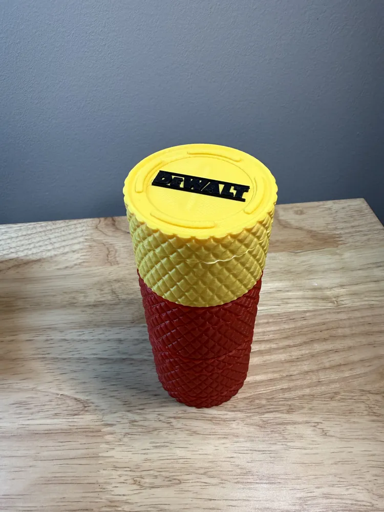 DeWalt themed threaded stackable container - Free 3D Print Model ...