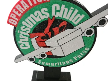 Operation Christmas Child logo and stand