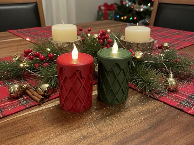 Dekorative Kerze in Weihnachtlichem Design