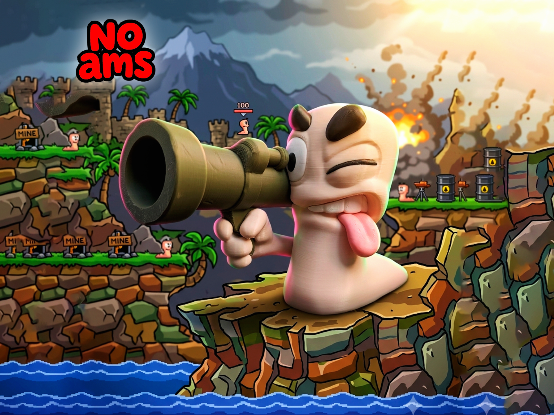 Worm with Bazooka - AMS-Free & Easy Print - 1