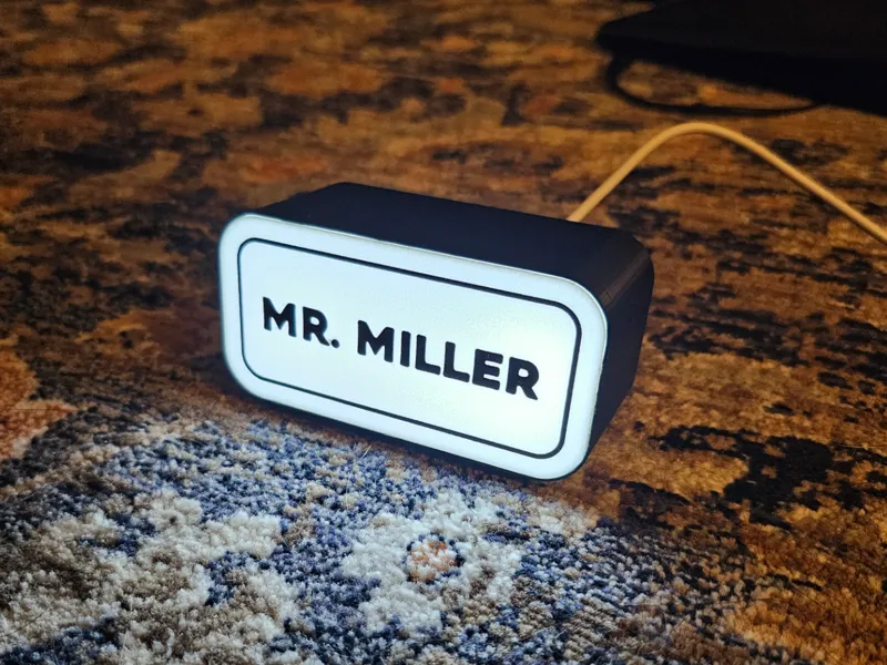 Backlight LED sign / desk name tag