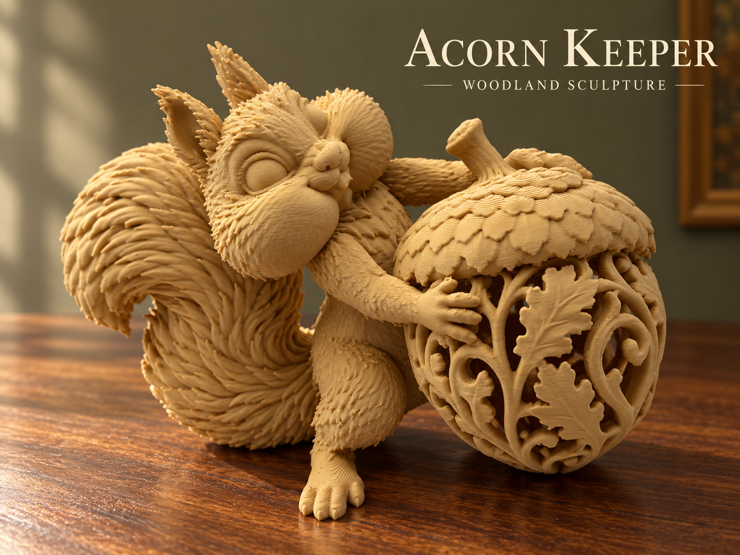 Acorn Keeper - Squirrel & Acorn Sculpture - 1