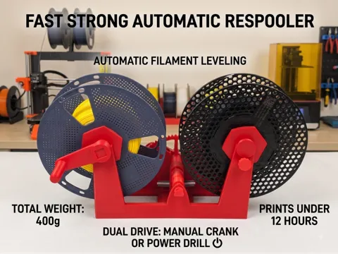 Rebobinador automático de carretes 1–3 kg — referencia de MakerWorld