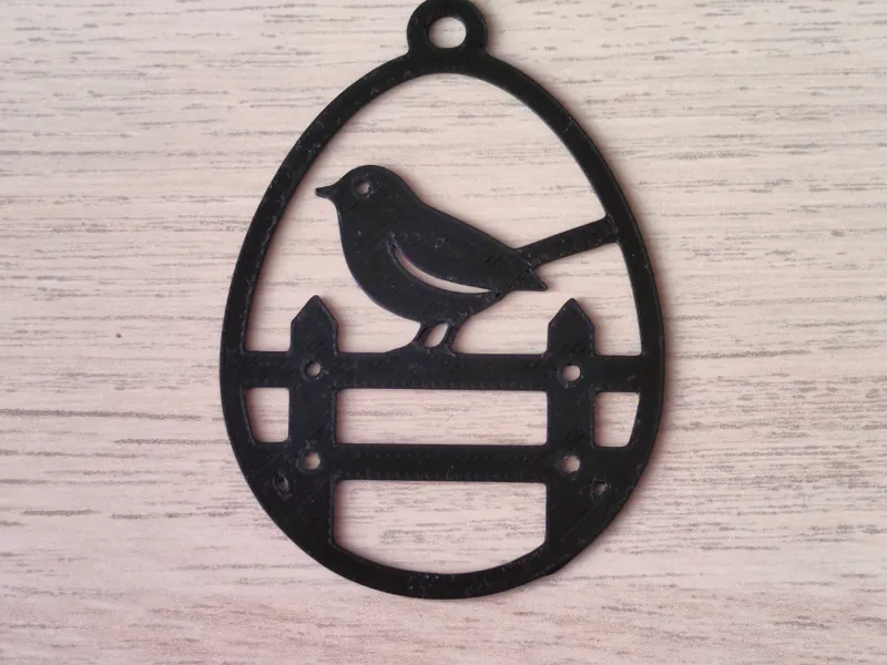 Easter Ornament - Spring Bird on Fence Pendant