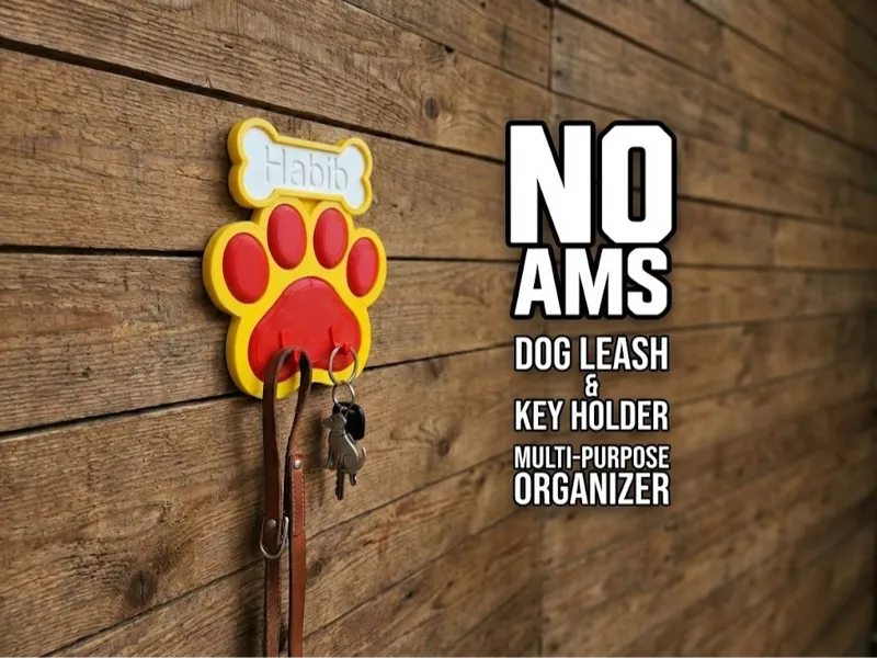Dog Paw Leash & Key Holder - Custom Text