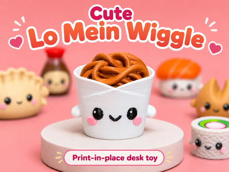Cute Lo Mein Wiggle | Print-in-Place Desk Toy